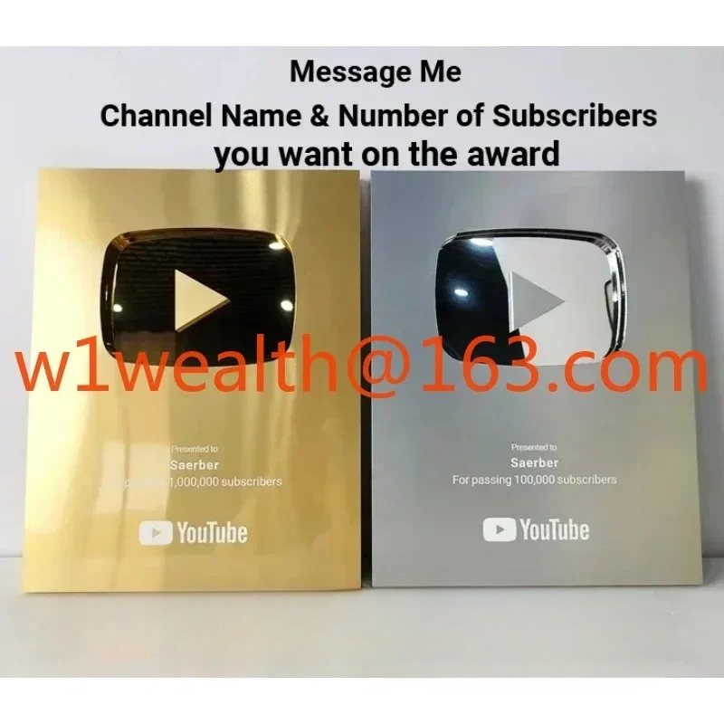 Esports Gaming Trophy - aangepaste YouTube-prijs Gouden aangepaste naam YouTube-playknop