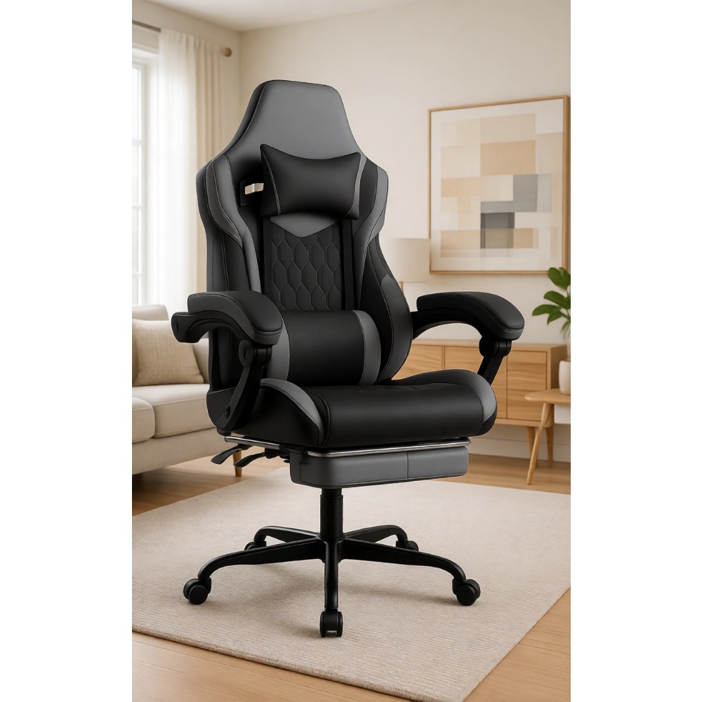 Video Gaming & Esports Usd Acc - Ergonomische PVC lederen gamingstoel met voetensteun,
