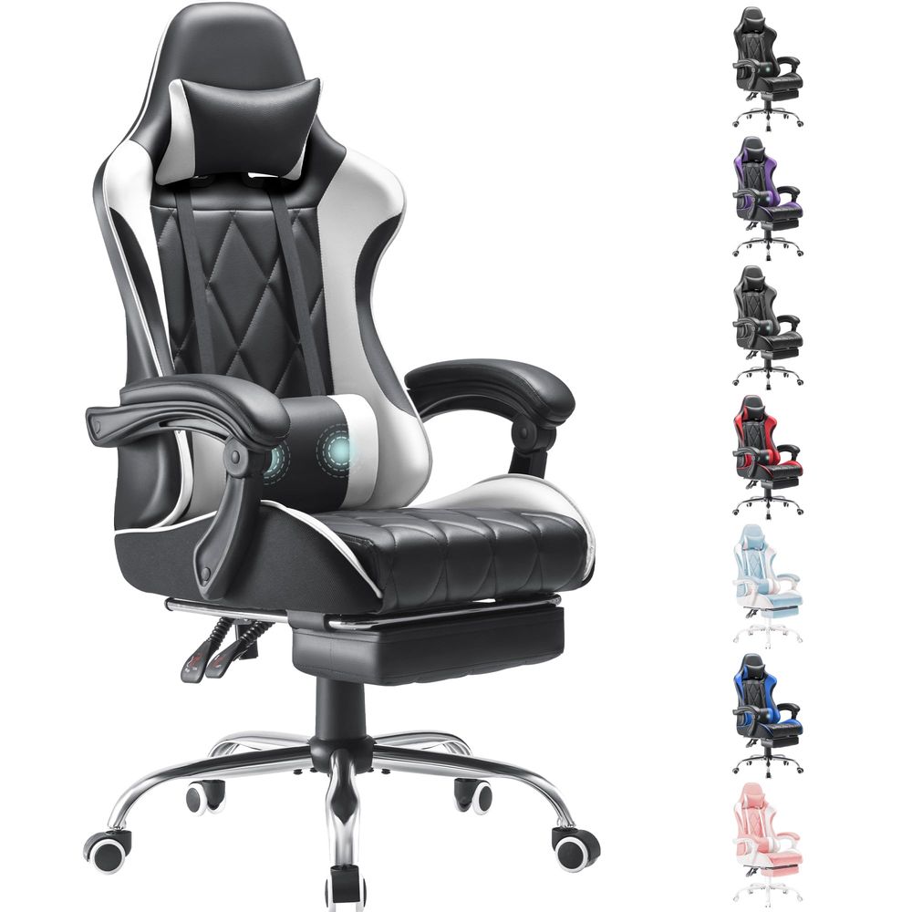 Video Gaming & Esports Usd Acc - Gamingstoel, computerstoel met voetsteun en massage-lendensteun,