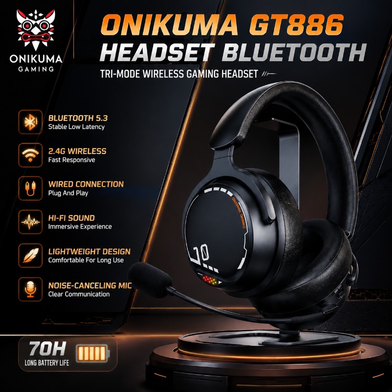 Esports Gaming Bar - ONIKUMA GT886 Gaming Headset Tri-Mode Lichtgewicht
