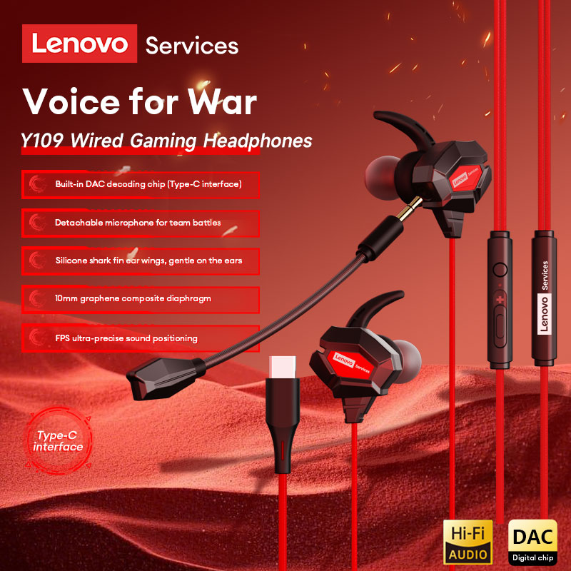 Esports Gaming Phone - Lenovo Y109 Bedrade gamingheadset Haaienvin-oorvleugels Esports-hoofdtelefoon