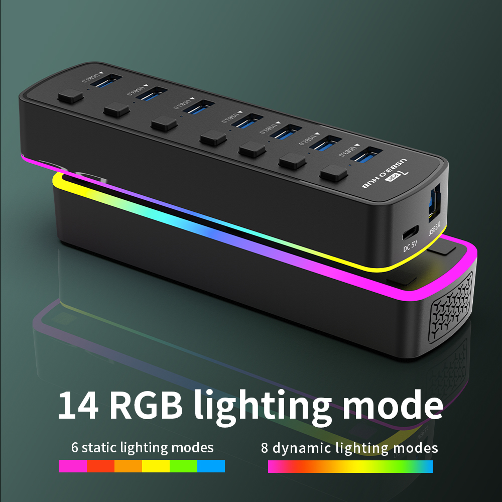 RGB USB 3.0 Hub 7 Poorten Data - Esports Gaming Splitter recensie en prijs