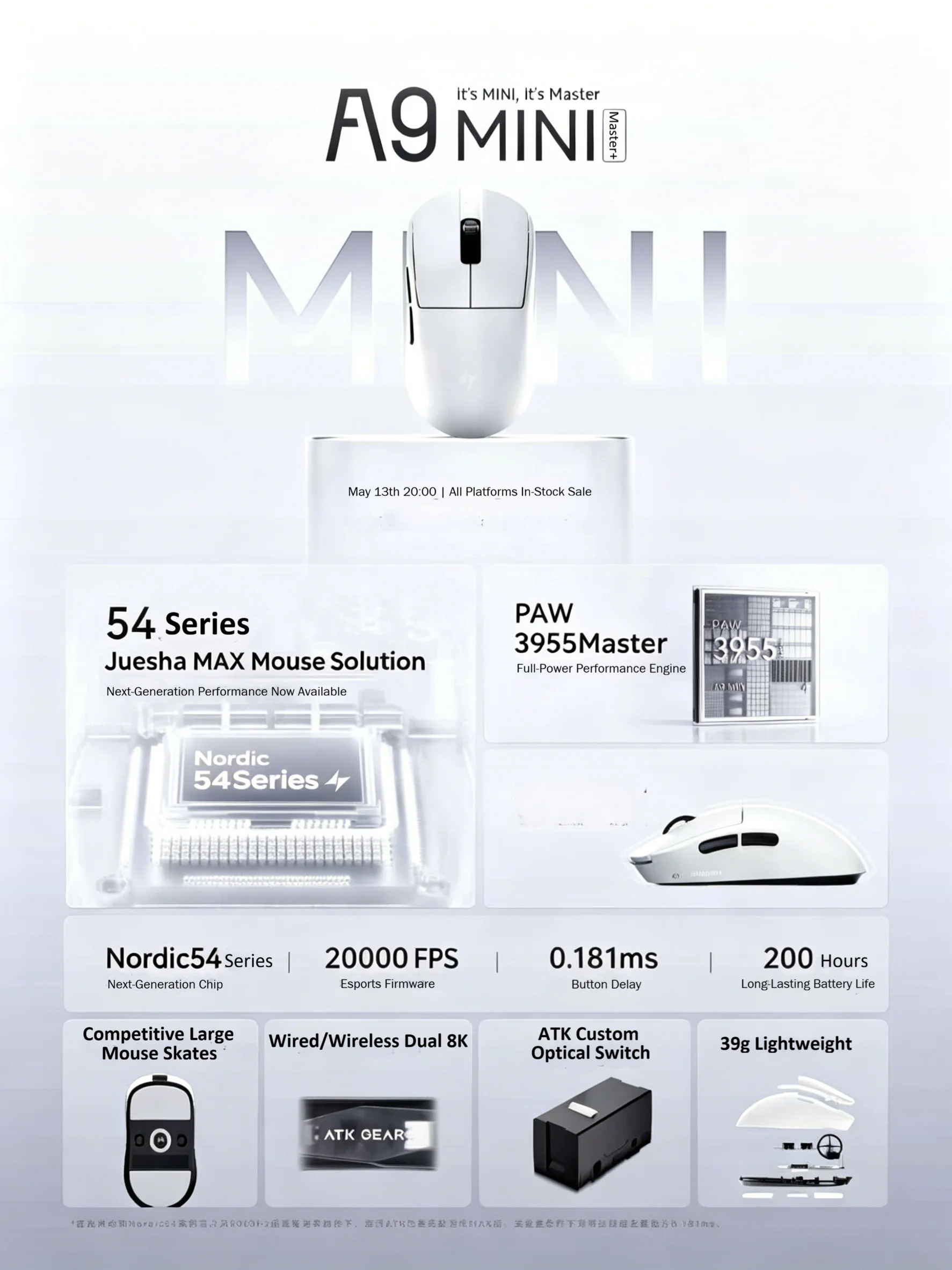 ATK A9 Mini Master Plus PAW395 - Esports Gaming Mouse Wireless recensie en prijs